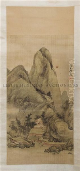 A Foliate Covered Mountain Above A Small Structure And A Lake - view 1