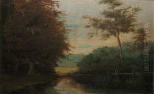 Landschap Met Waterpartij by Augustin Pierre Bienvenue Chenu
