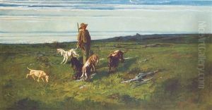 Chasseur Et Ses Chiens by Augustin Pierre Bienvenue Chenu