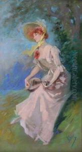 Femme A La Mandoline by Jules Cheret