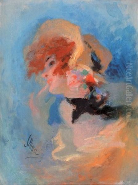 Jeune Femme Au Chapeau Fleuri - view 1