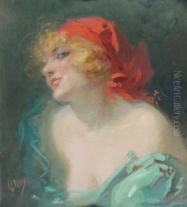 Portrait De Femme Au Fichu Rouge, L'alsacienne by Jules Cheret
