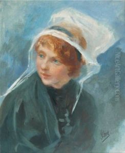 Portrait De Jeune Femme A La Coiffe, La Bretonne by Jules Cheret