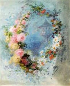 Pigeonnier Dans Une Guirlande De Fleurs