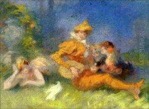 Joueur De Mandoline Et Elegantes by Jules Cheret