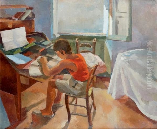 Jeune Garcon A Son Bureau - view 1