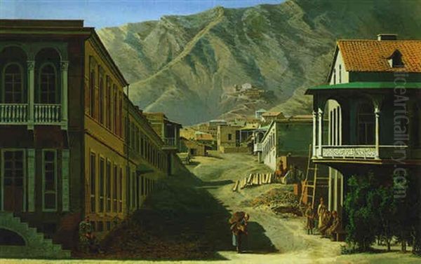 Motiv Aus Dem Kaukasus, Blick Auf Das Kloster Und Die Strase Des Hl. David In Tiflis - view 1