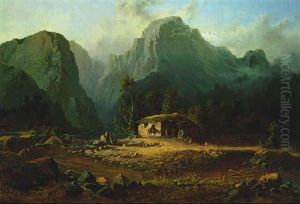 Motiv Aus Dem Kaukasus (ein Dukhan Am Fuse Des Heiligen Kvishensky Berges And Der Georgischen Militarstrase) by Nikanor Greigor'evich Chernetsov