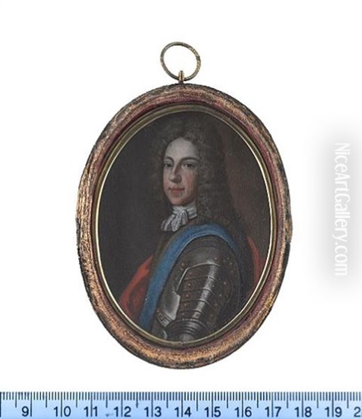 James Francis Edward Stuart, The Old Pretender, Wearing Suit Of Armour, Blue Sash Of The Order Of The Garter Over His Left Shoulder, White Lace Stock And Cravat, Red Mantle - view 1