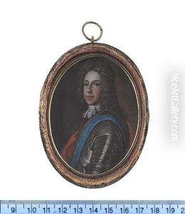 James Francis Edward Stuart, The Old Pretender, Wearing Suit Of Armour, Blue Sash Of The Order Of The Garter Over His Left Shoulder, White Lace Stock And Cravat, Red Mantle James Francis Edward Stuart, The Old Pretender, Wearing Suit Of Armour, Blue Sash Of The Order Of The Garter Over His Left Shoulder, White Lace Stock And Cravat, Red Mantle