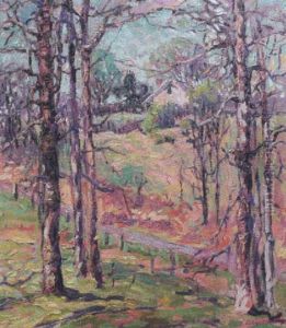 Wooded Landscape With House by Kathryn E. Bard Cherry