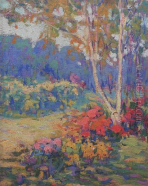 Landscape With Blooming Flowers And Trees - view 1