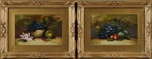 Pair Of Still Lifes With Fruit by Evelyn (nee Davy) Chester