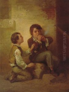 The First Lesson In Smoking, Australian Boys by Nicholas Chevalier