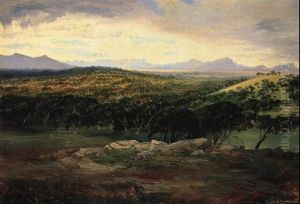 View From The Rocky Hill Near Cavendish, Mt. Abrupt And The Sierra Ranges by Nicholas Chevalier