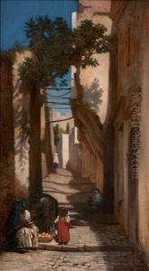 La Marchande D'oranges Dans Une Ruelle Au Maroc by Paul Chevandier de Valdrome