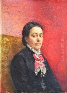 Dame En Noir Au Foulard Rouge by Vincent J.-Baptiste Chevilliard