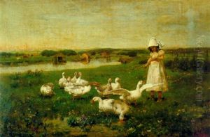 Girl Tending Geese