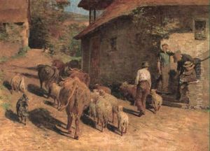 Hirte Mit Seiner Herde by Luigi Chialiva