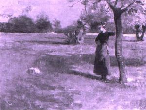 Young Girl Standing In An Orchard by Luigi Chialiva