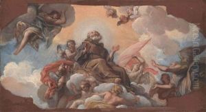 The Glory Of Saint Francis Of Paola - A Modello by Giuseppe Bartolomeo Chiari