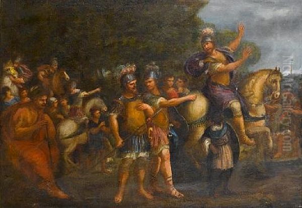 Soldiers And Horsemen With Other Figures In A Landscape - view 1
