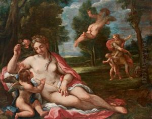 Venere E Amore In Un Paesaggio by Giuseppe Bartolomeo Chiari