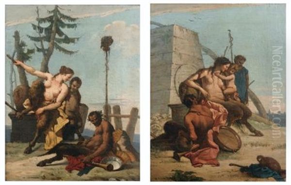 Faunes Et Satyres (pair) - view 1