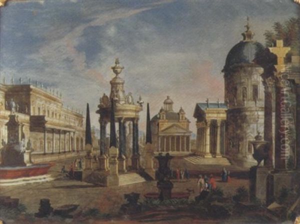 Capriccio Architettonico Con Il Monumento Dei Quattro Mori A Livorno, Il Pantheon Ed Altri Edifici Classici E Moderni - view 1