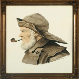 Portrait Of The Fisherman Bodcher Peder Jensen by Valdemar Andersen
