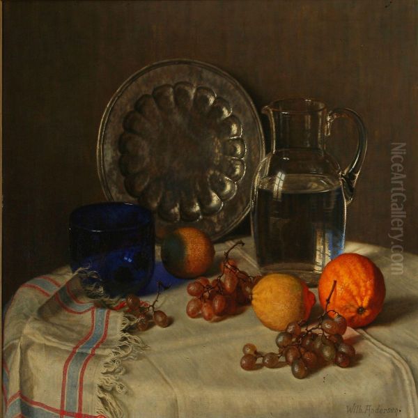 Still Life With Jug, Dish, Bowl And Fruits On A Table - view 1