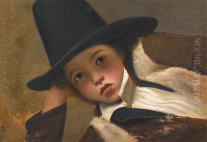 Portrait Study Of A Young Boy In A Black Hat, Bust-length