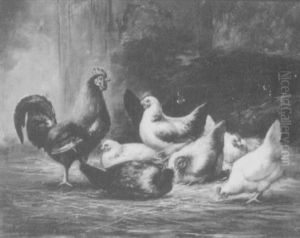 Chickens In The Barnyard by Gaetano Chierici