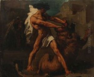 Hercules Fighting The Lion by Francois Nicolas Chifflart