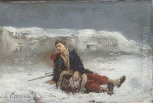 Soldat Francais Blesse Dans La Neige