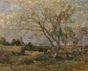 Paysage Au Clocher by Eugene Chigot