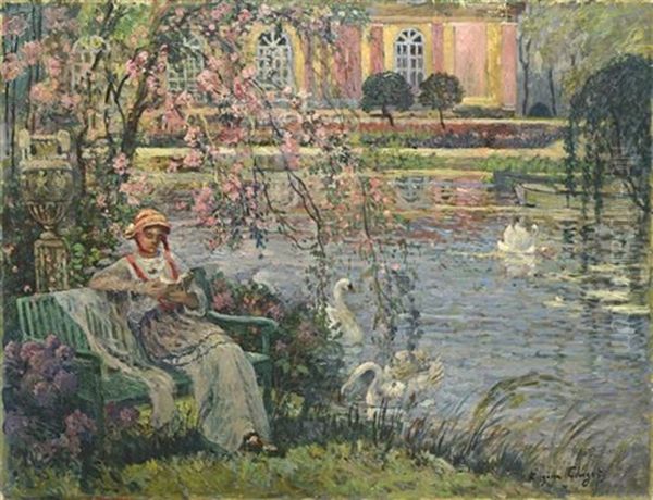 Young Woman Near The Pond - view 1
