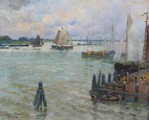 Hafen Von Dordrecht by Eugene Chigot