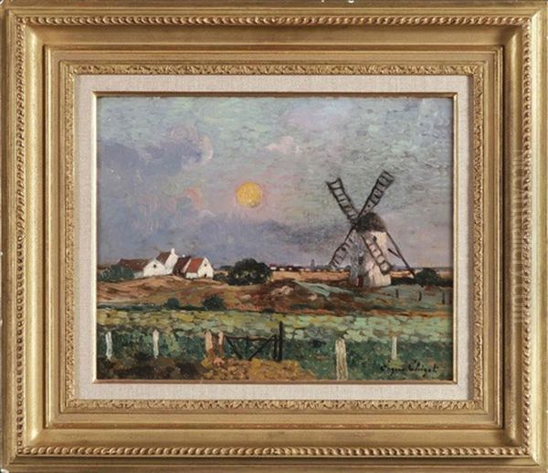Bretonische Landschaft Mit Windmuhle - view 1