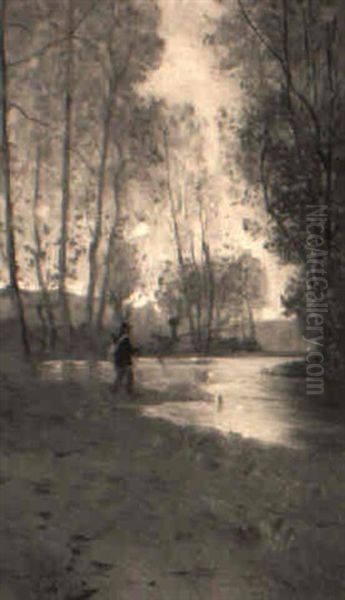 A Figure Fishing On The Inxent, Vallee De La Course - view 1