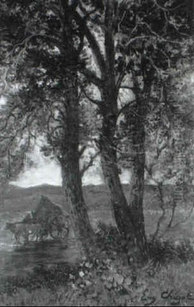 Baumlandschaft Mit Ochsenkarren - view 1