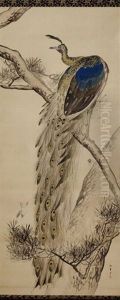 Kishi Chikudo (1826ae"1897): Peacock And Sparrows by Kishi Chikudo