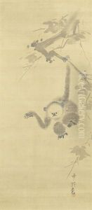 Gibbon Reaching For The Moon's Reflection by Katsuta Chikuo