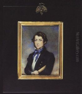 Lieutenant Edward Nichols R.n. Wearing Dark Blue Coat With Gold Buttons, White Chemise And Blue And White Cravat, His Telescope In His Right Hand by James Warren Childe