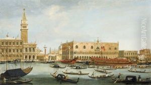 Venise, Le Bucentaure Pres Du Palazzo Ducale by Vincenzo Chilone