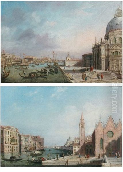 Vue De L'eglise Santa Maria Delle Carita Au Bord Du Grand Canal (+ Vue De Santa Maria Della Salute Au Bord Du Grand Canal; Pair) - view 1