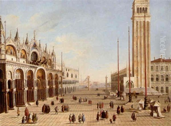 Venice, The Piazza And The Piazzetta Di San Marco Looking Towards The Bacino, The Church Of San Giorgio Maggiore Beyond - view 1