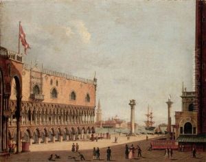 Venice, A View Of The Piazzetta From The North, The Church Of San Giorno Maggiore Beyond
