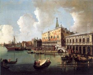 Blick Uber Das Markusbecken Auf Den Dogenpalast, Den Molo Und Die Piazetta In Venedig Blick Uber Das Markusbecken Auf Den Dogenpalast, Den Molo Und Die Piazetta In Venedig