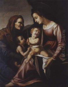 The Madonna And Child With The Infant Saint John The Baptist And Saint Elizabeth by Jacopo (da Empoli) Chimenti